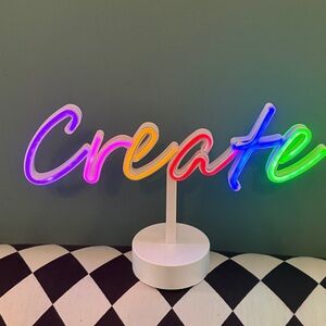 Multicolor Neon 'Create' Sign for Home Office